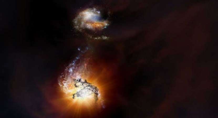 SPOTTED: Two rare hyper-luminous starburst galaxies ADFS-27 merging in outer space SPOTTED: Two rare hyper-luminous starburst galaxies ADFS-27 merging in outer space