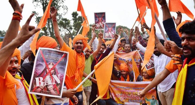 Padmavati row: Karni Sena protests outside CBFC office in Mumbai Padmavati row: Karni Sena protests outside CBFC office in Mumbai