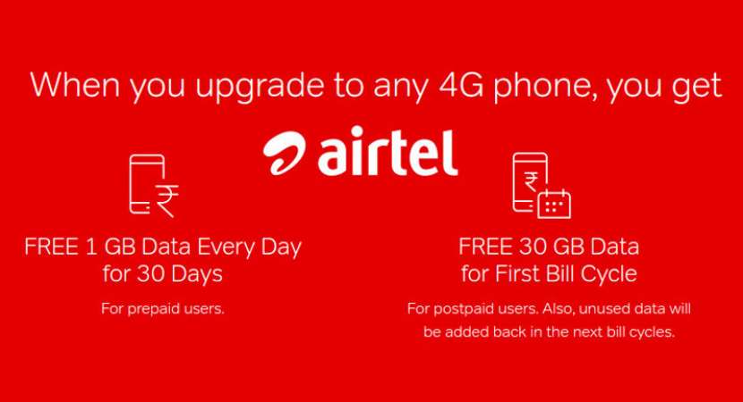 Airtel offers 30 GB free data on 4G smartphone upgrade Airtel offers 30 GB free data on 4G smartphone upgrade