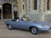 The royal couple, Prince Harry and Meghan Markel took their first drive in the classicJaguar designed with a modern electric twist