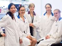 Jane Batt, centre, scientist at St. Michael's Keenan Research Centre for Biomedical Science, is joined by students who took part in the space flight experiments program: Kay Wu, left, Alice Vlasov, Amy Freeman and Annabel Gravely at St. Michael's Hospital in Toronto. - Chris Young , The Canadian Press