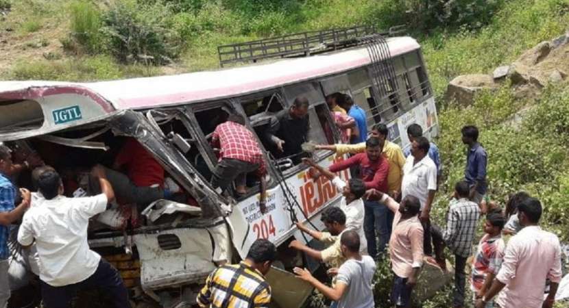 45 including six children dead in Telangana as TSRTC bus falls into gorge 45 including six children dead in Telangana as TSRTC bus falls into gorge