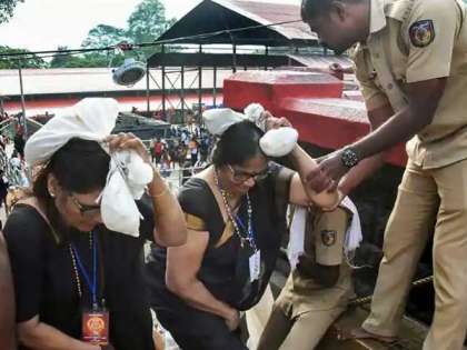 Women devotees at the Sabarimala temple Women devotees at the Sabarimala temple